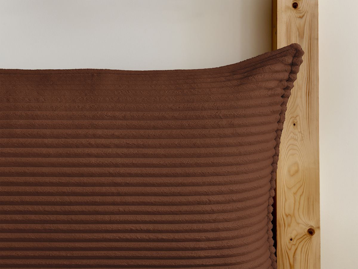 Lit coffre JADE avec tête de lit effet oreiller gros côtelé doux