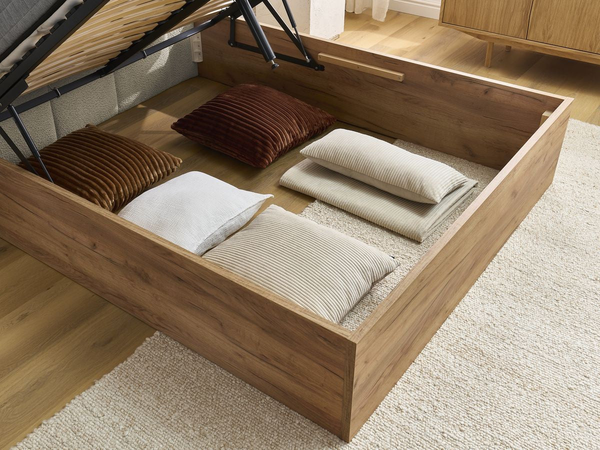 Lit coffre KUMO tissu bouclette