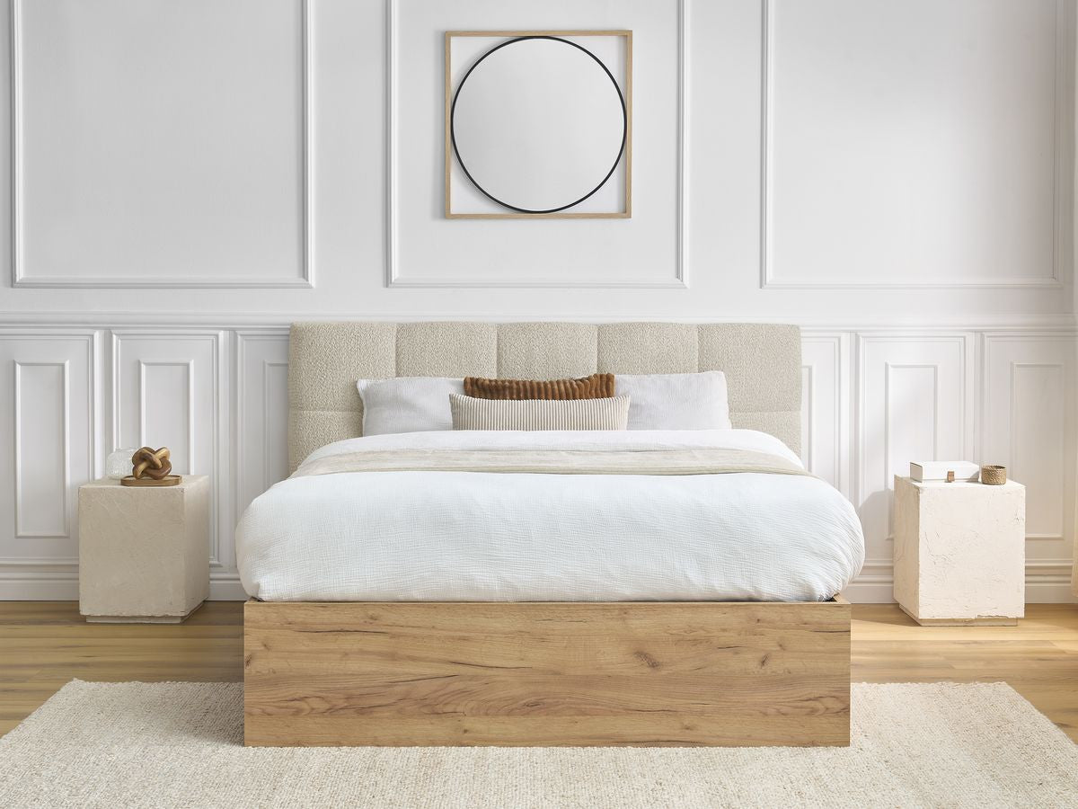 Lit coffre KUMO tissu bouclette