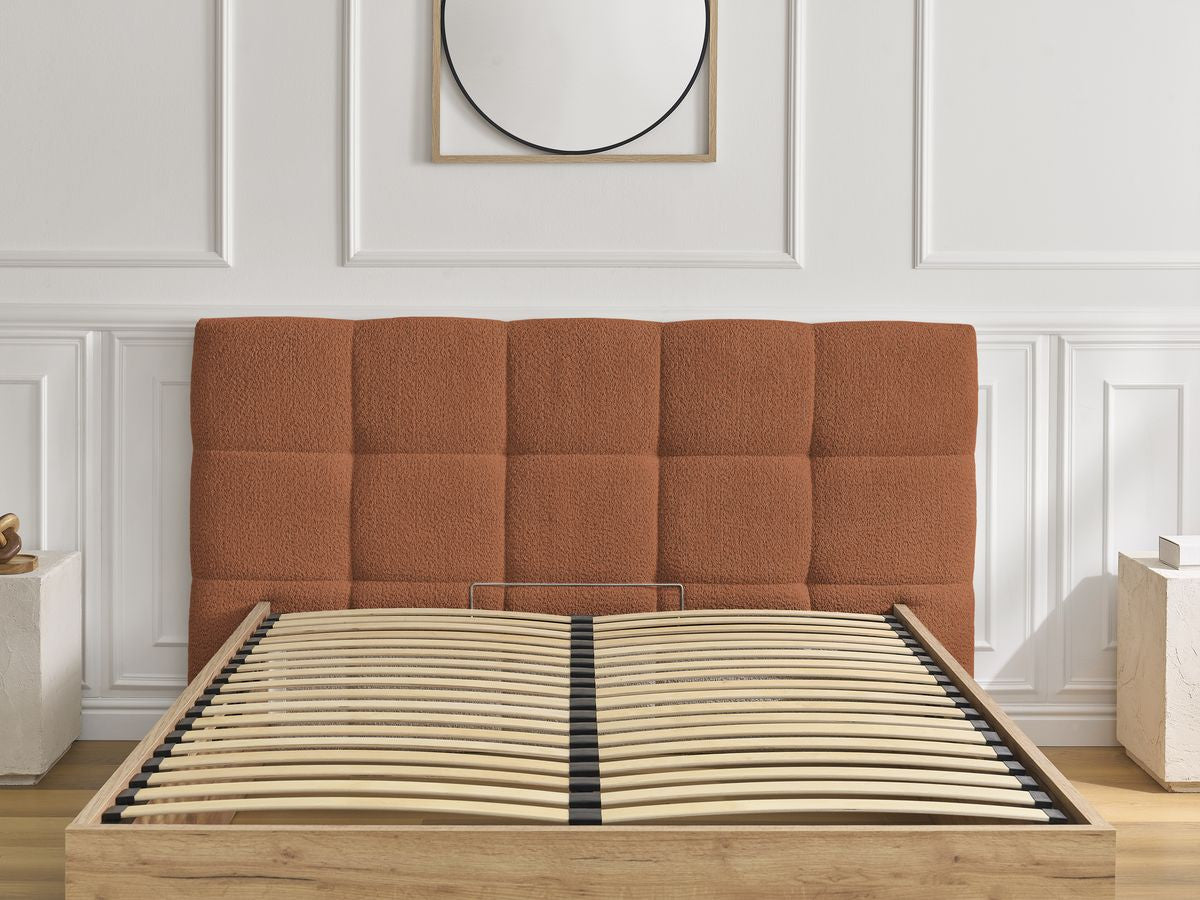 Lit coffre KUMO tissu bouclette