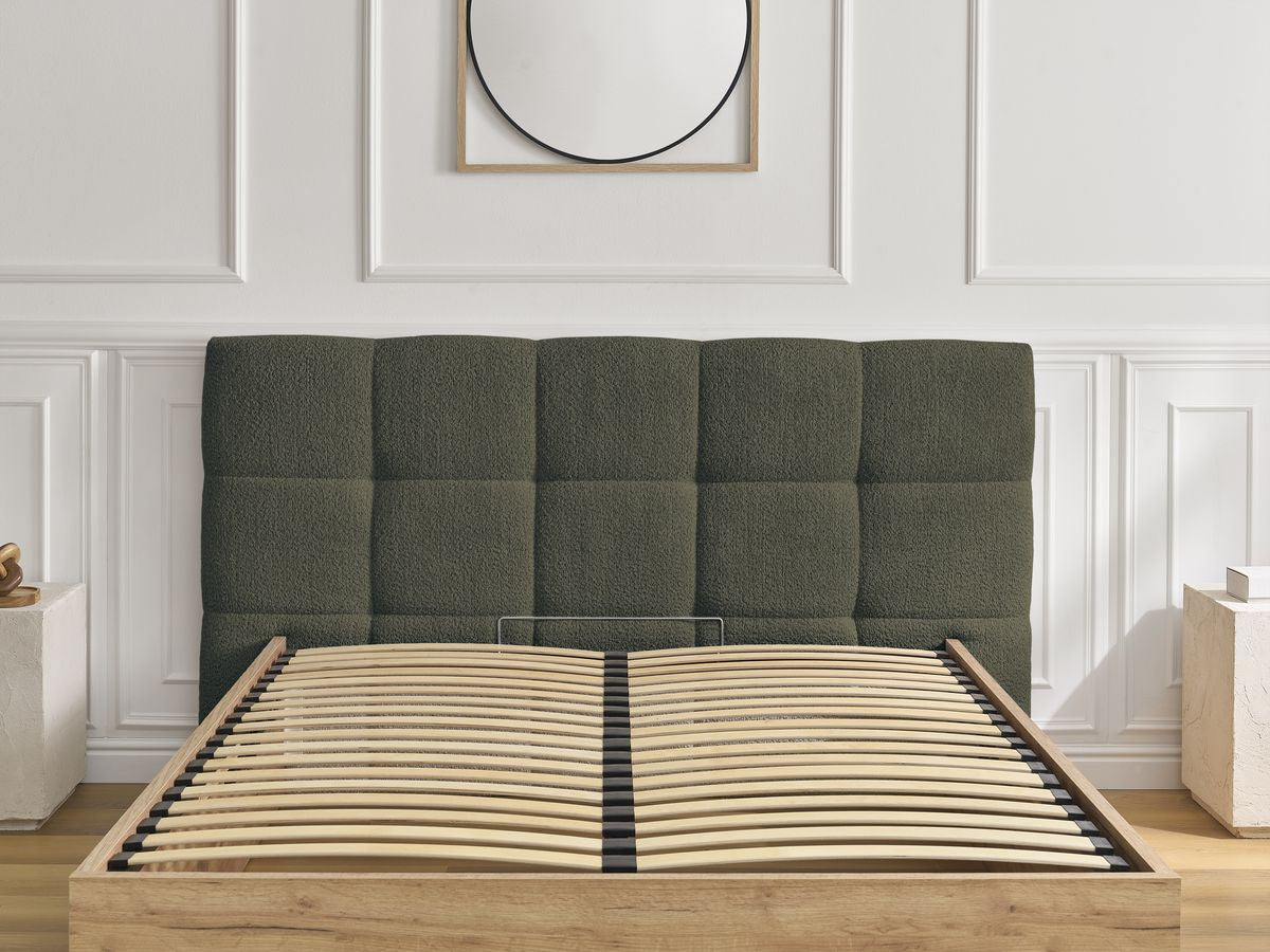 Lit coffre KUMO tissu bouclette