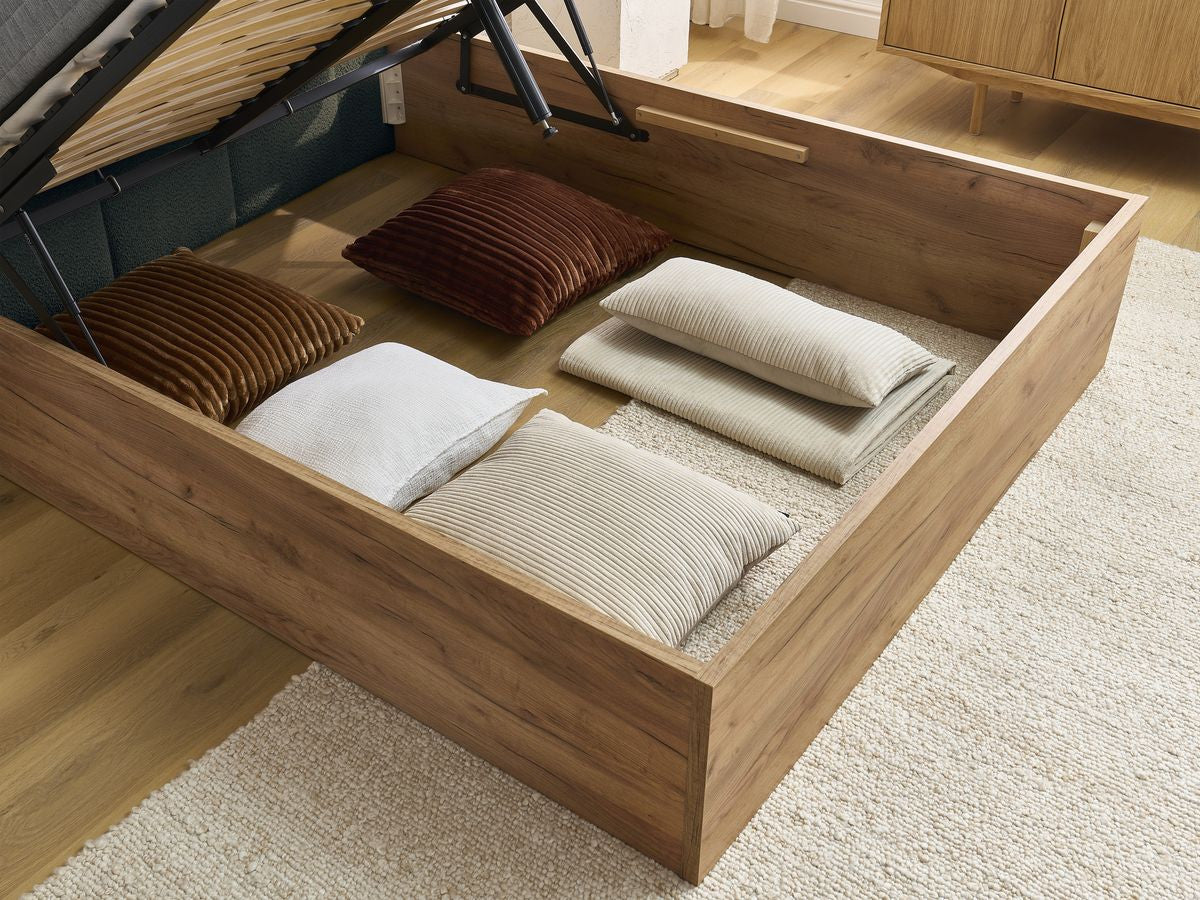 Lit coffre KUMO tissu bouclette