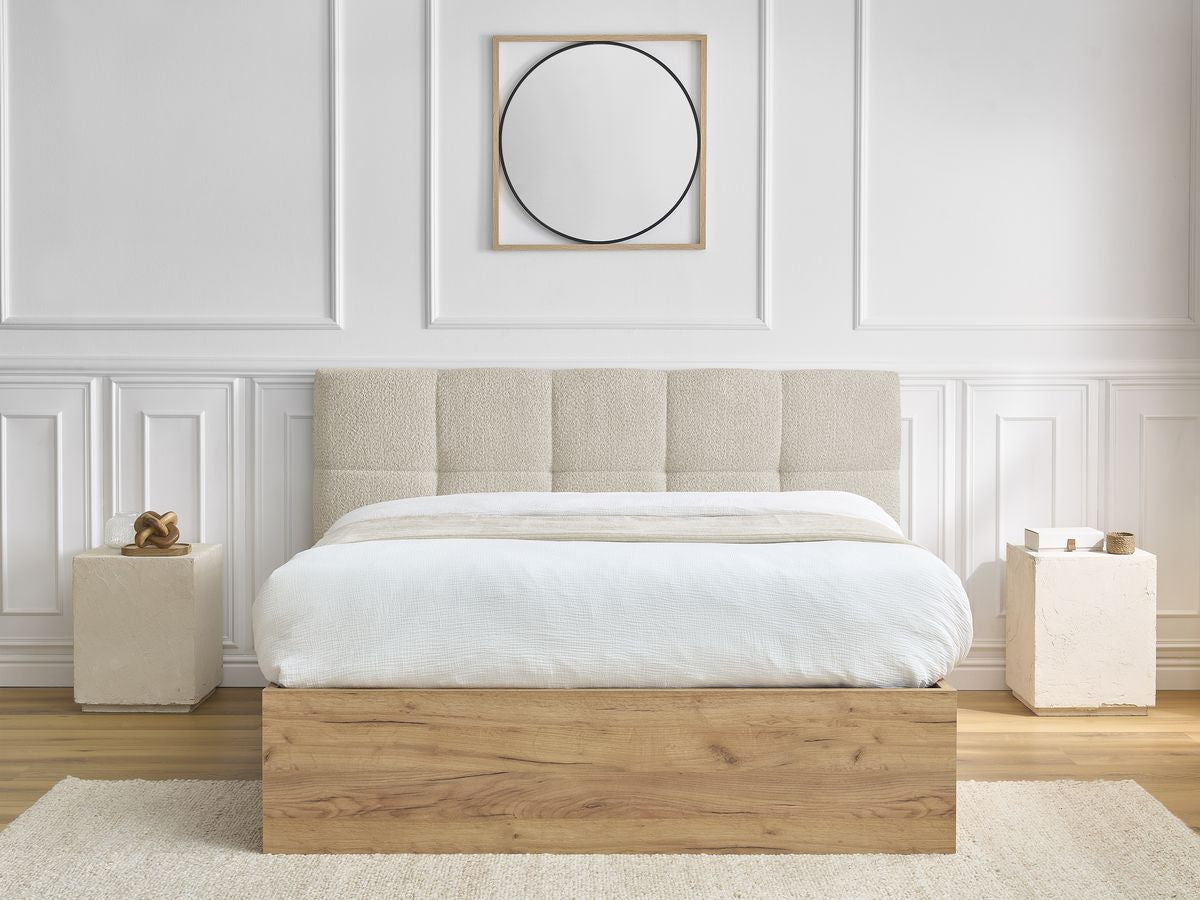 Lit coffre KUMO tissu bouclette