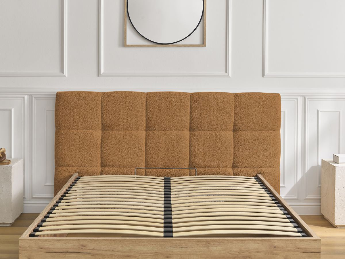 Lit coffre KUMO tissu bouclette
