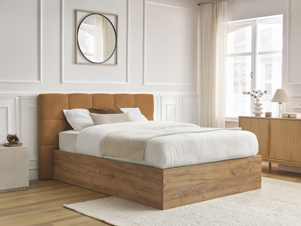 Lit coffre KUMO tissu bouclette