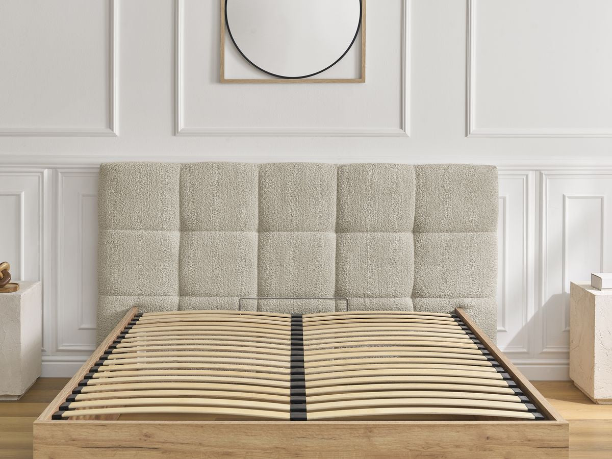 Lit coffre KUMO tissu bouclette