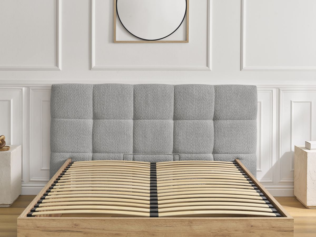 Lit coffre KUMO tissu bouclette