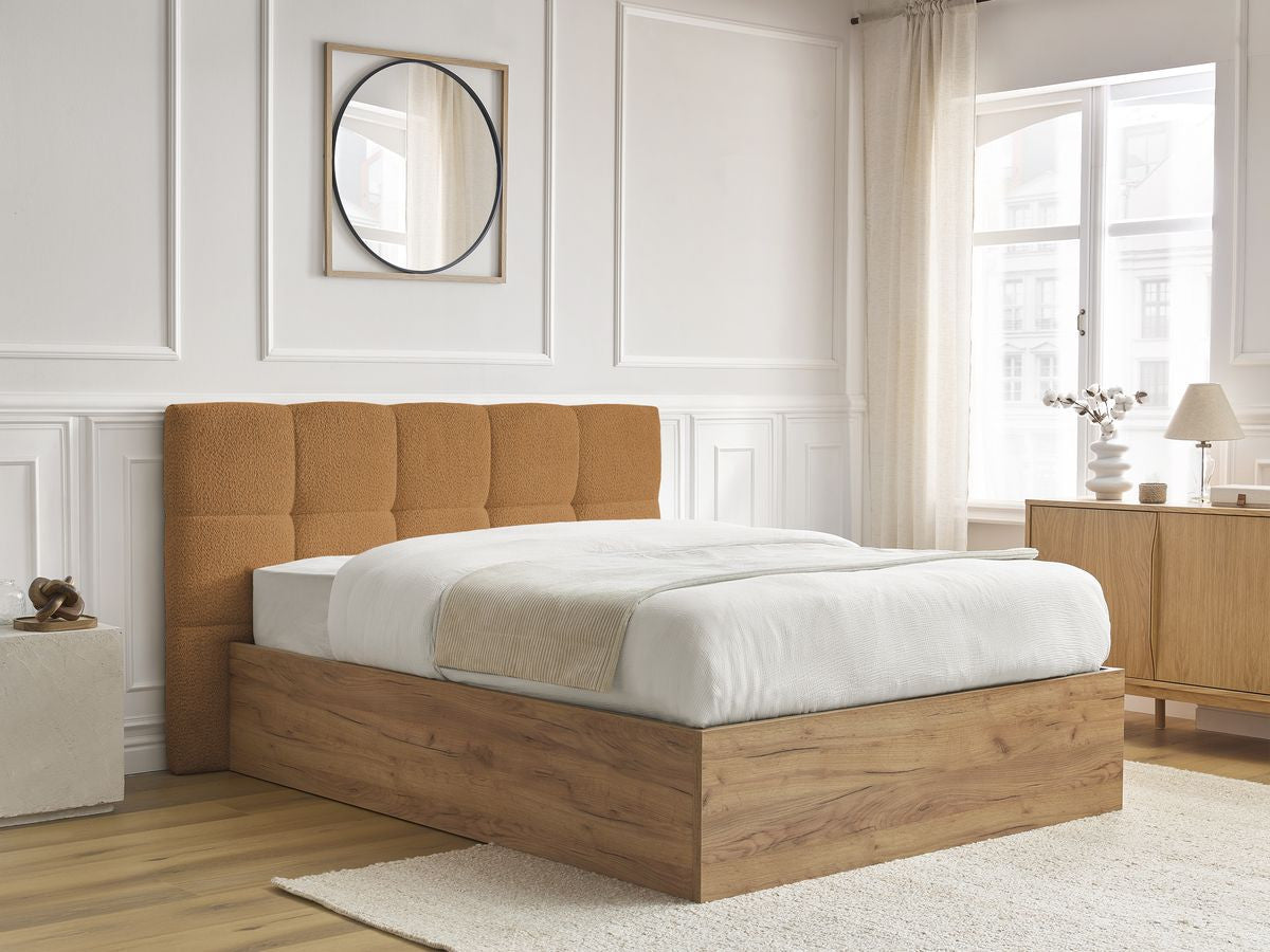 Lit coffre KUMO tissu bouclette