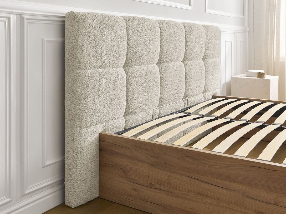 Lit coffre KUMO tissu bouclette