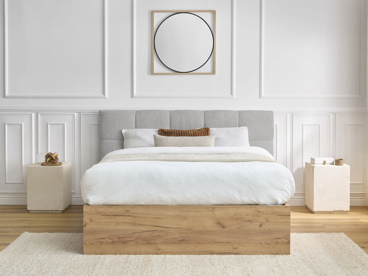 Lit coffre KUMO tissu bouclette
