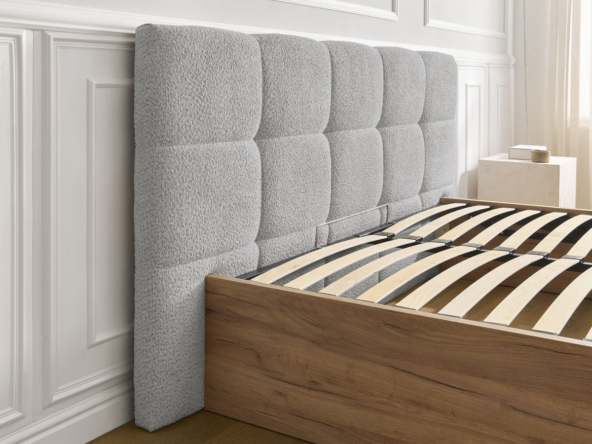 Lit coffre KUMO tissu bouclette