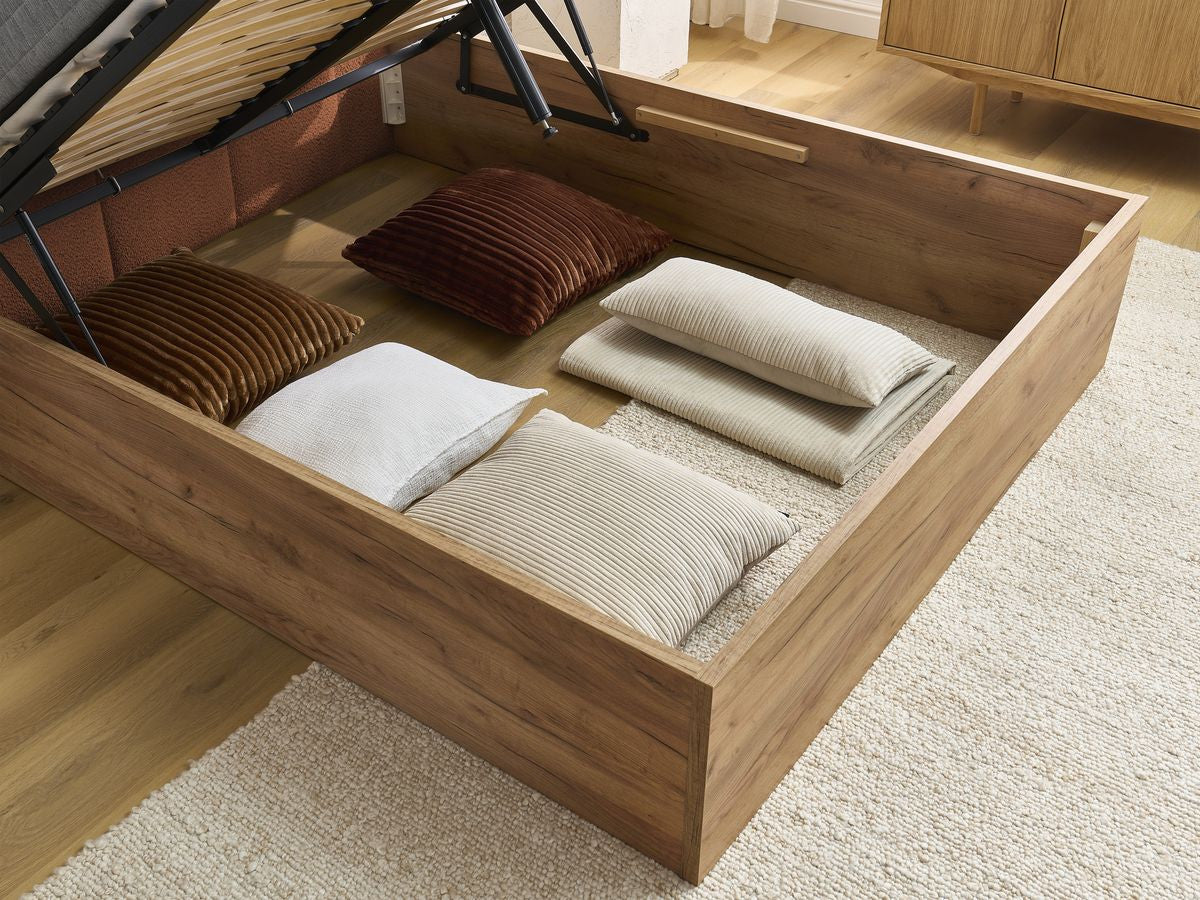 Lit coffre KUMO tissu bouclette