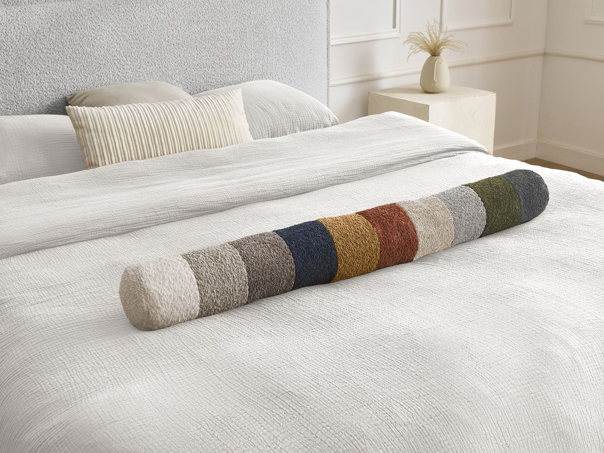 Lit IMERI tissu bouclette avec lattes massives