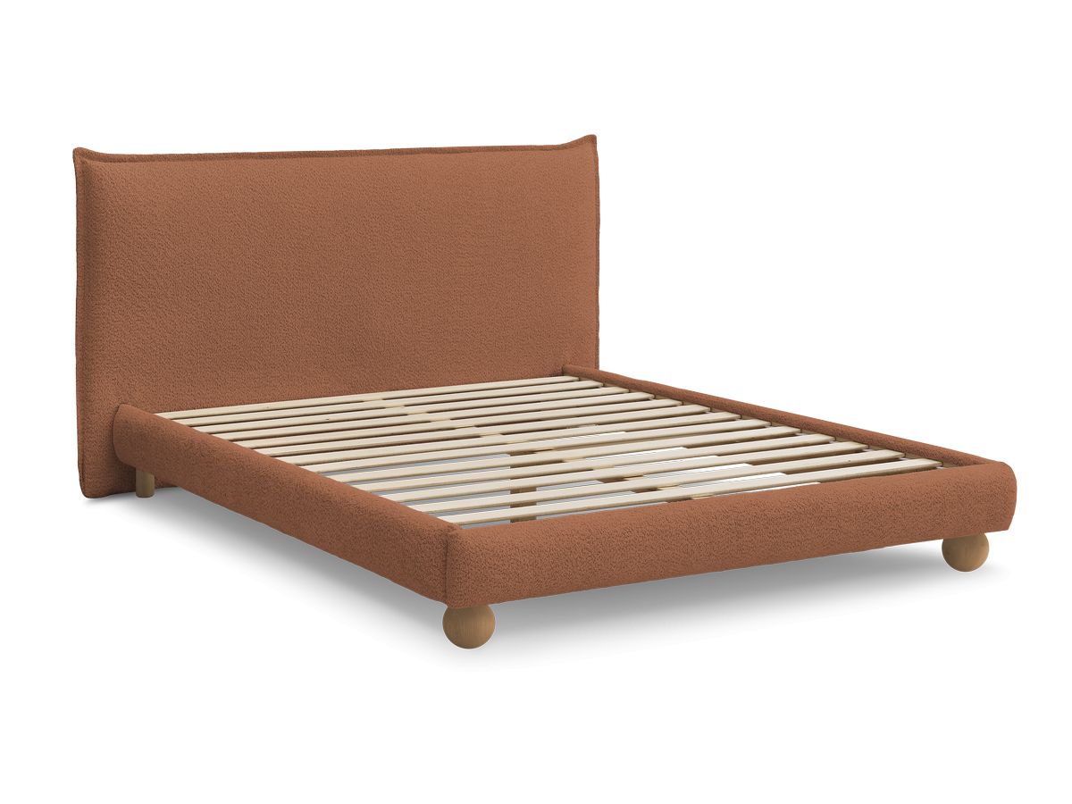Lit IMERI tissu bouclette avec lattes massives