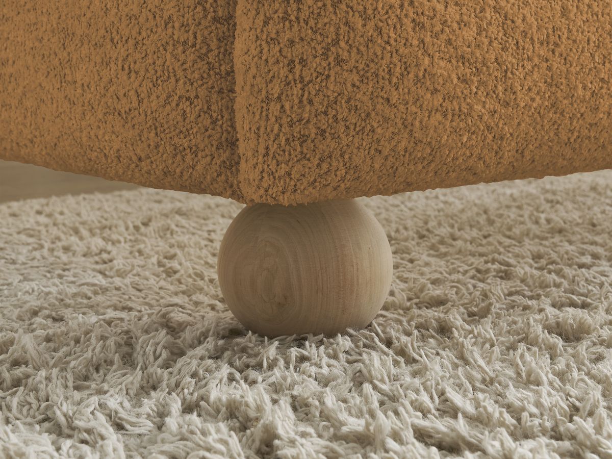 Lit IMERI tissu bouclette avec lattes massives