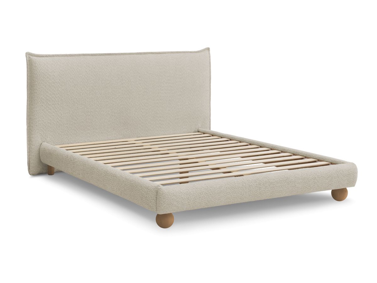 Lit IMERI tissu bouclette avec lattes massives