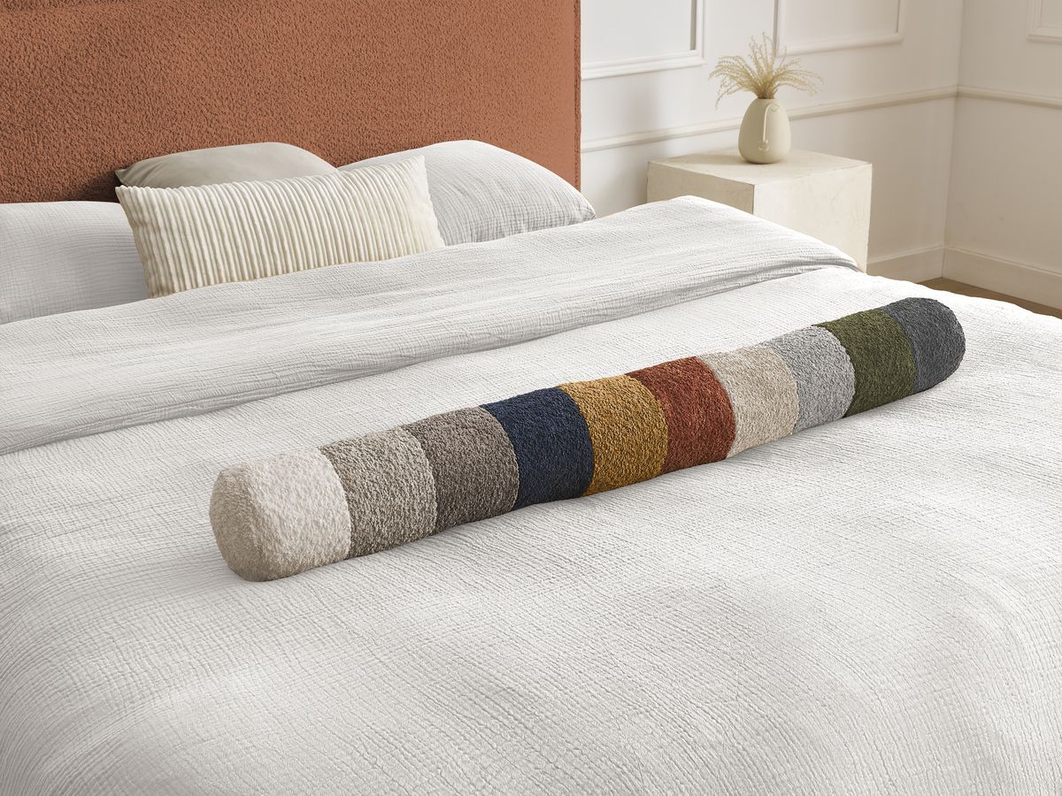 Lit IMERI tissu bouclette avec lattes massives