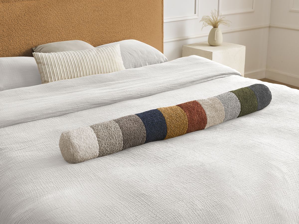 Lit IMERI tissu bouclette avec lattes massives