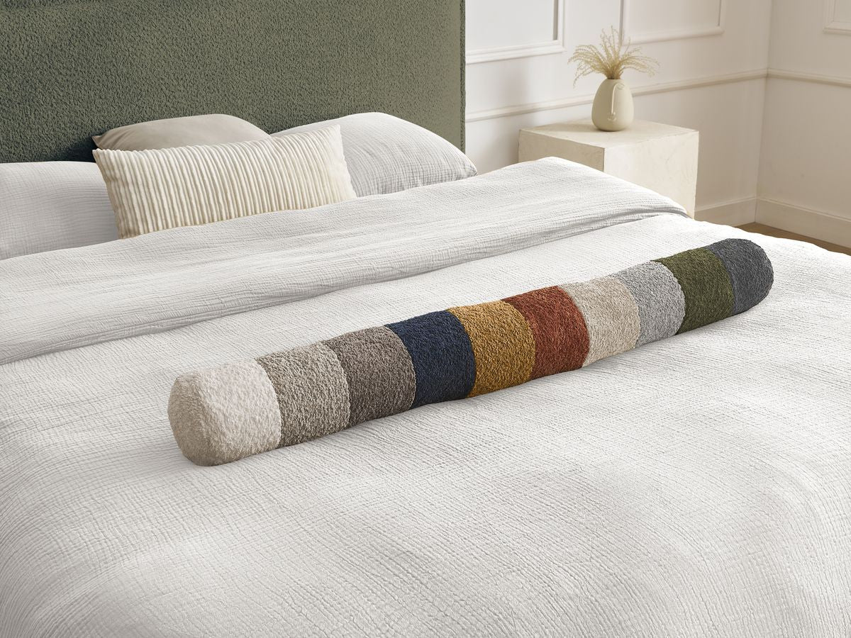 Lit IMERI tissu bouclette avec lattes massives
