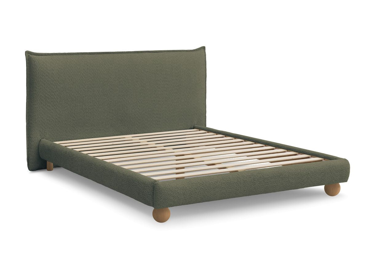 Lit IMERI tissu bouclette avec lattes massives