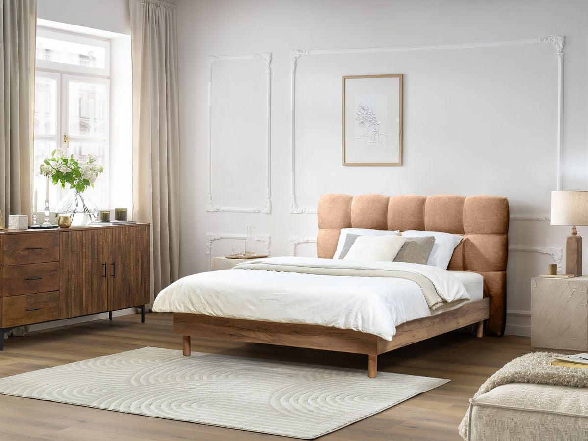 Lit KUMO lattes massives pieds en bois naturel