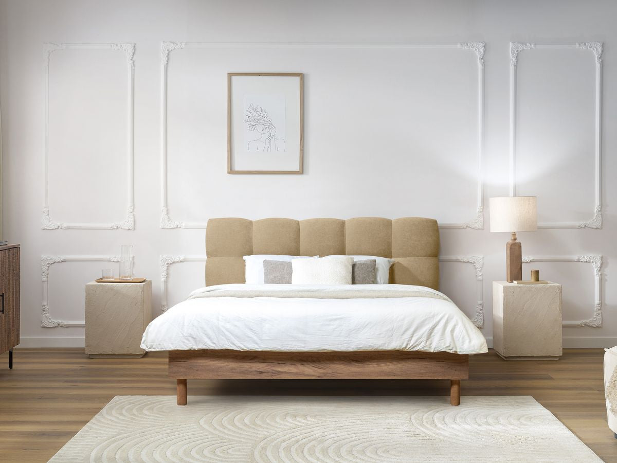 Lit KUMO lattes massives pieds en bois naturel