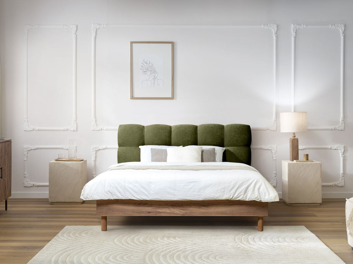 Lit KUMO lattes massives pieds en bois naturel