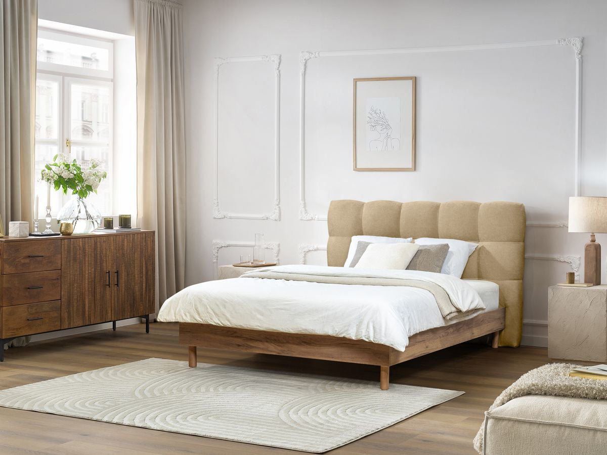 Lit KUMO lattes massives pieds en bois naturel