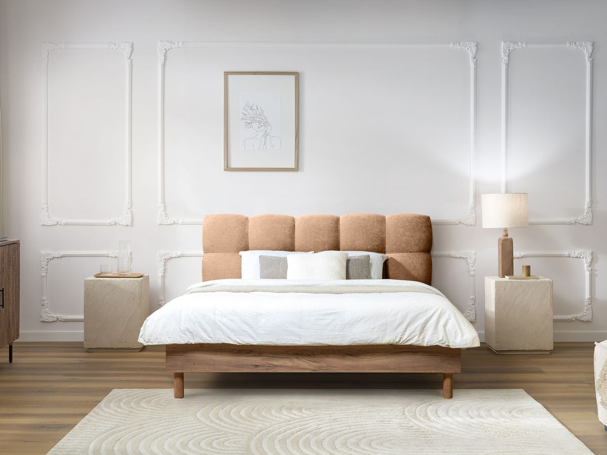 Lit KUMO lattes massives pieds en bois naturel
