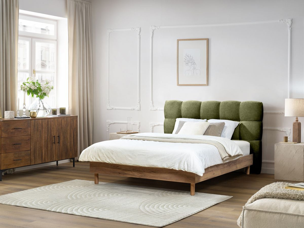 Lit KUMO lattes massives pieds en bois naturel