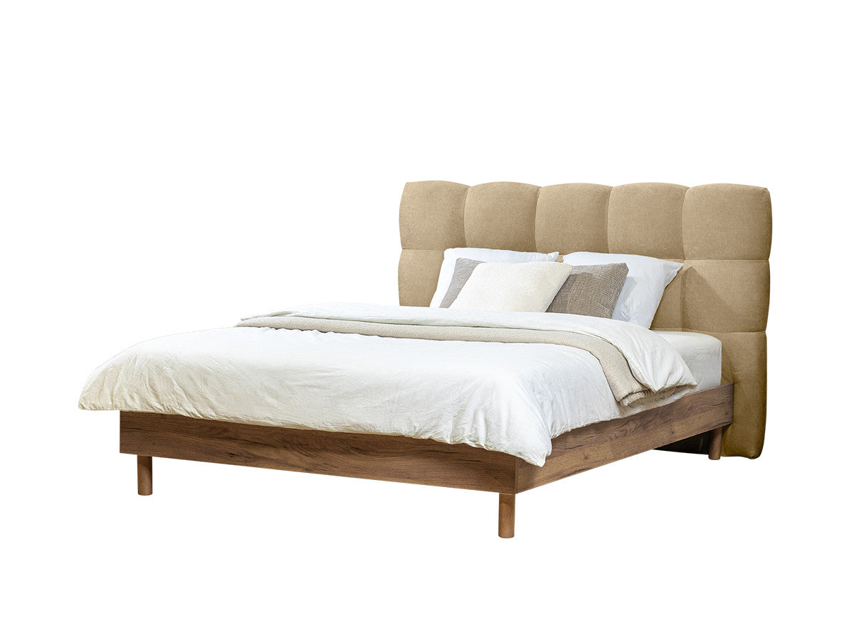 Lit KUMO lattes massives pieds en bois naturel