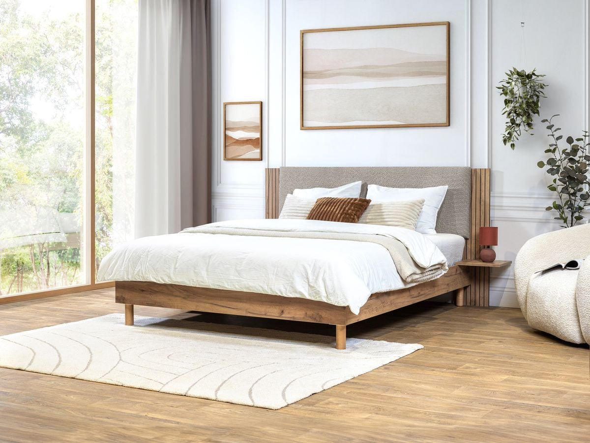 Lit LIOR lattes massives pieds en bois naturel