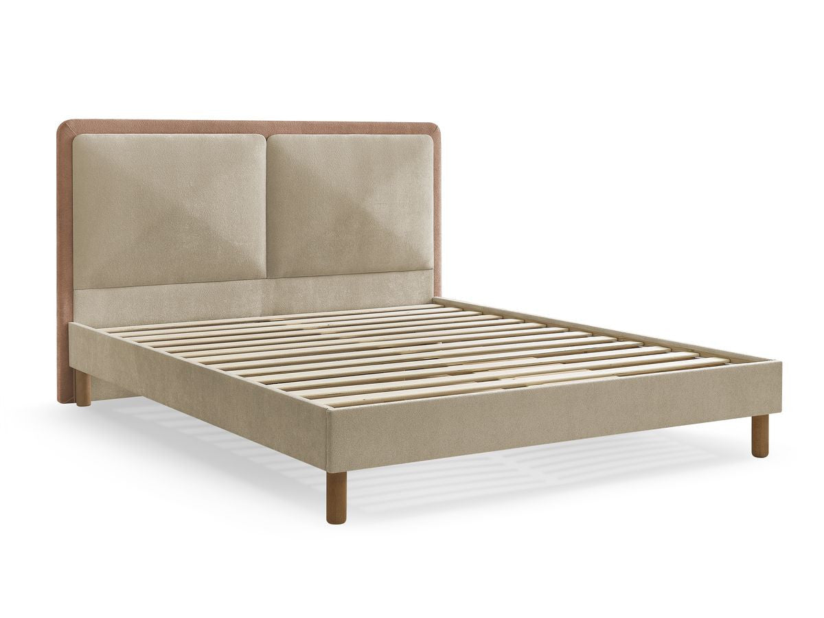 Lit MARA tissu texturé bicolore avec lattes massives