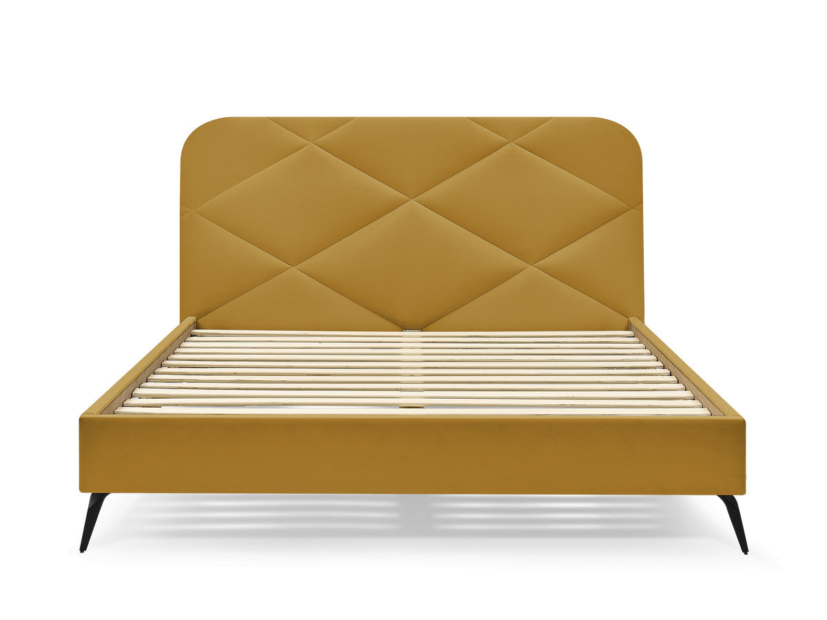 Lit PRUNE avec lattes massives tissu velours