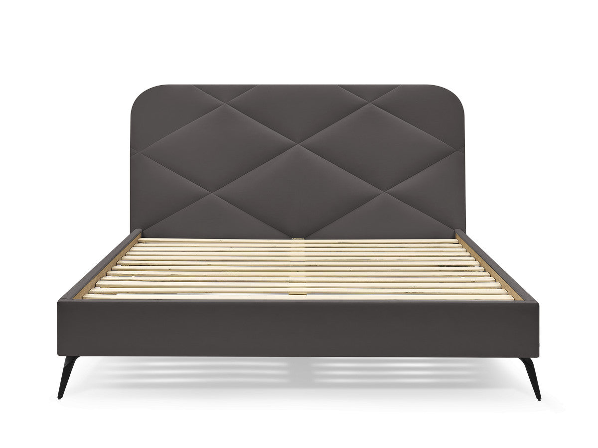 Lit PRUNE avec lattes massives tissu velours
