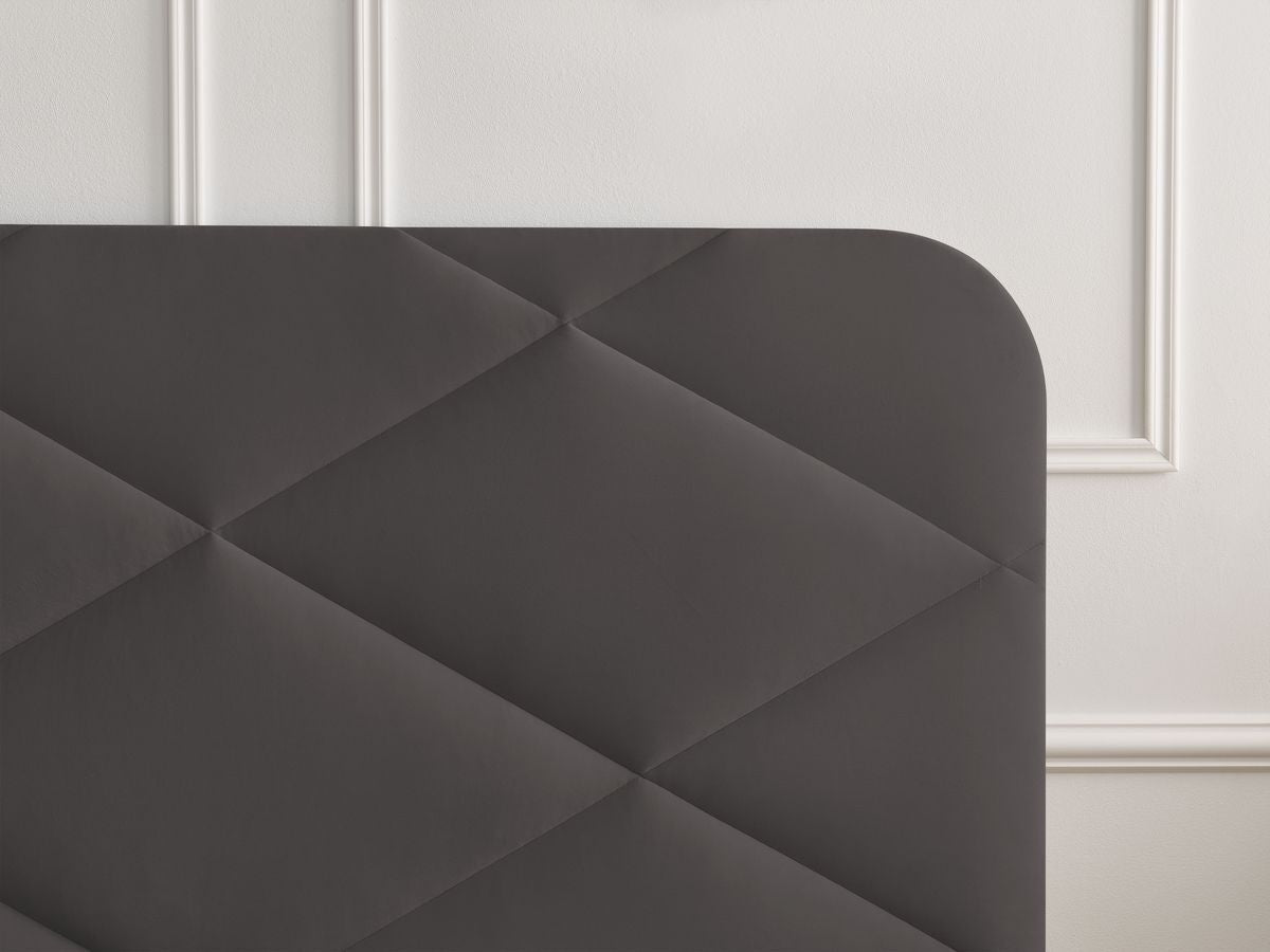 Lit PRUNE avec lattes massives tissu velours