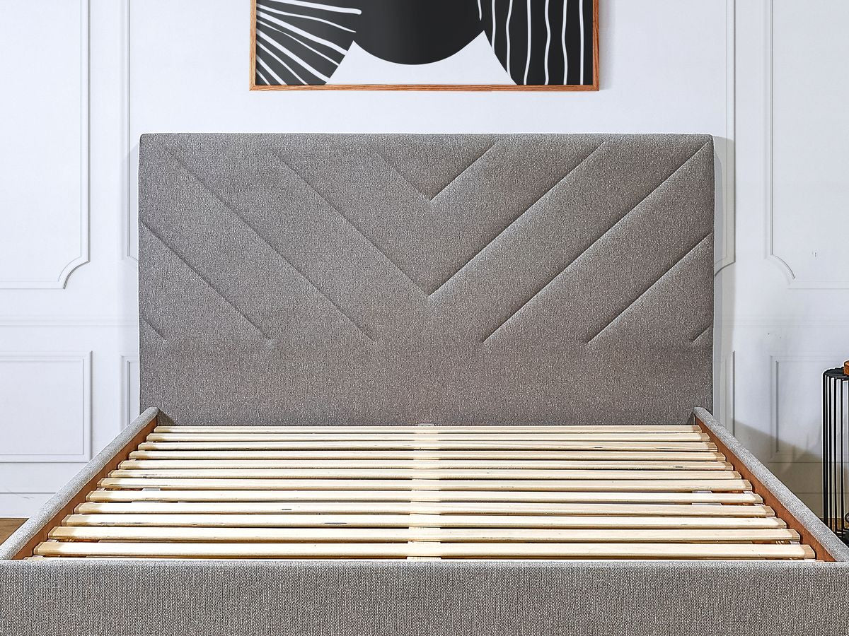Lit ROMANE avec lattes massives tissu texturé