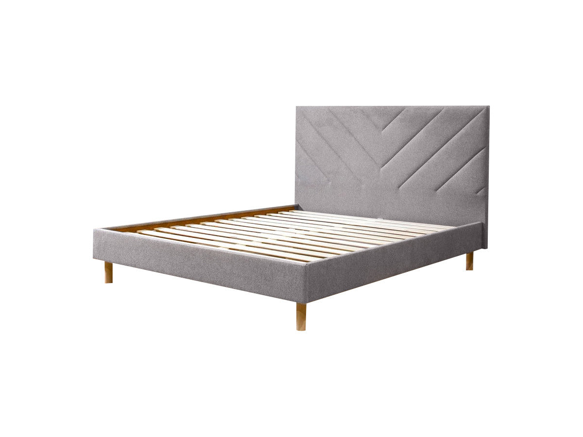 Lit ROMANE avec lattes massives tissu texturé