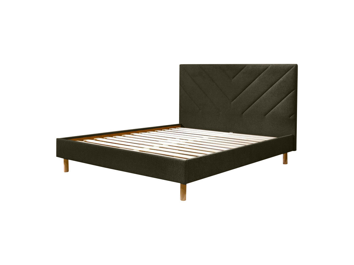 Lit ROMANE avec lattes massives tissu texturé