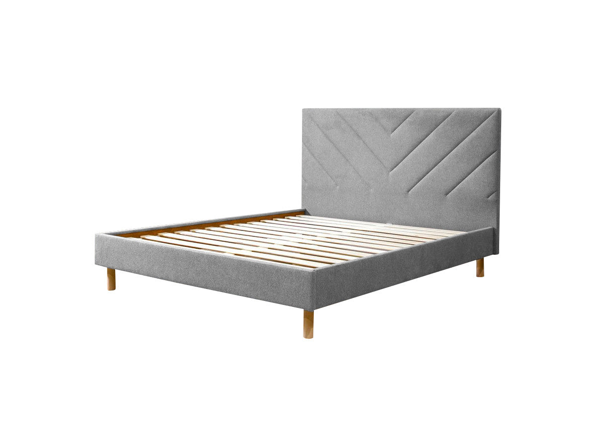 Lit ROMANE avec lattes massives tissu texturé