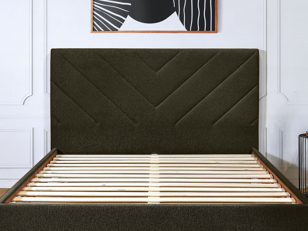 Lit ROMANE avec lattes massives tissu texturé