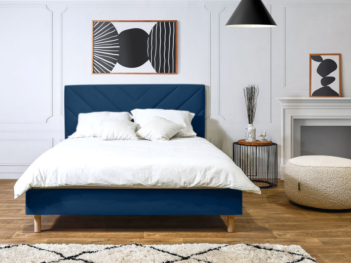 Lit ROMANE avec lattes massives tissu velours