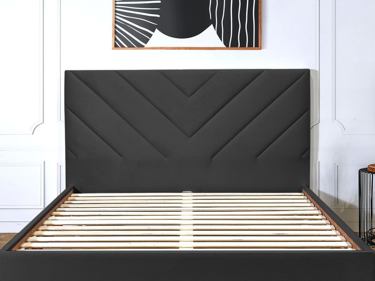 Lit ROMANE avec lattes massives tissu velours