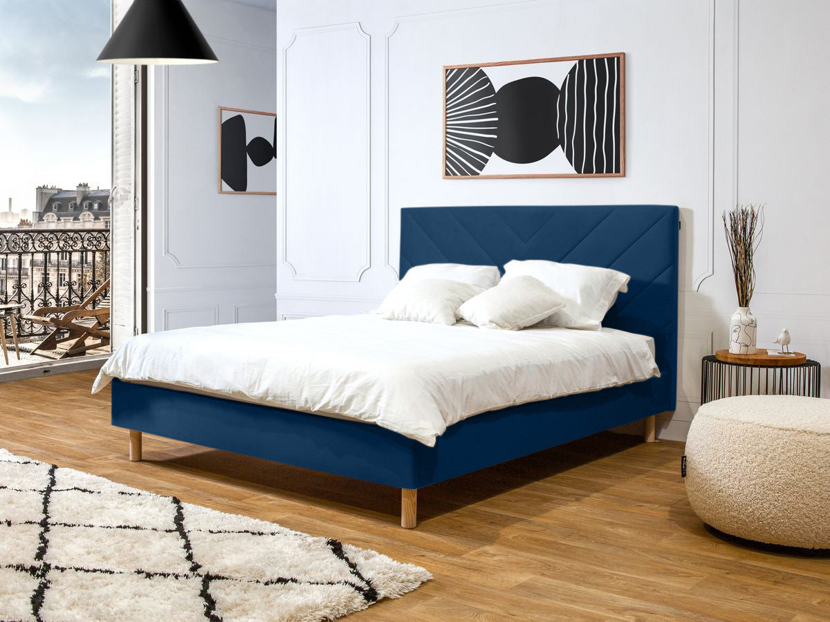 Lit ROMANE avec lattes massives tissu velours