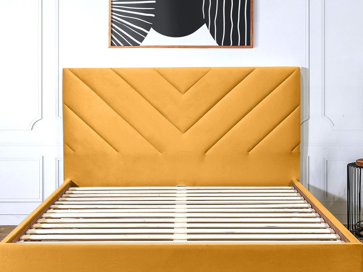 Lit ROMANE avec lattes massives tissu velours