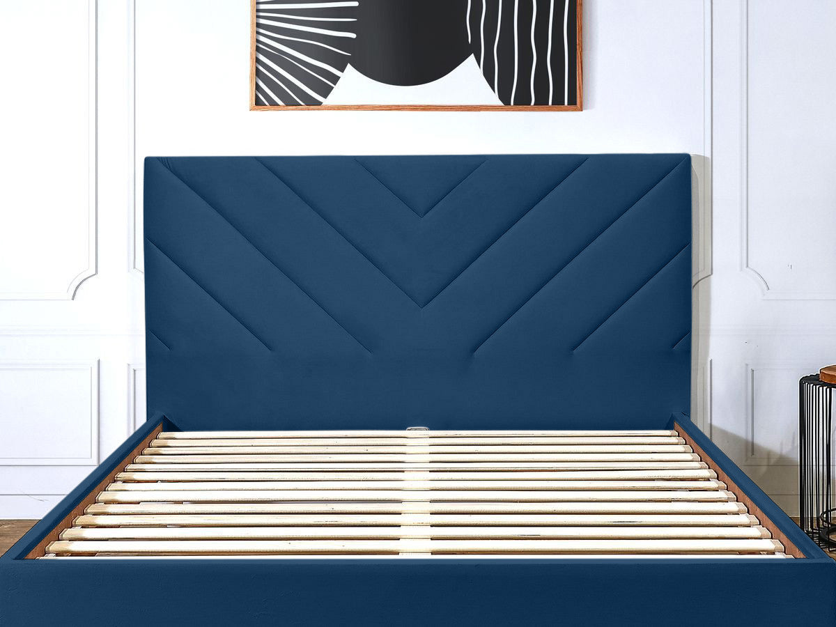 Lit ROMANE avec lattes massives tissu velours