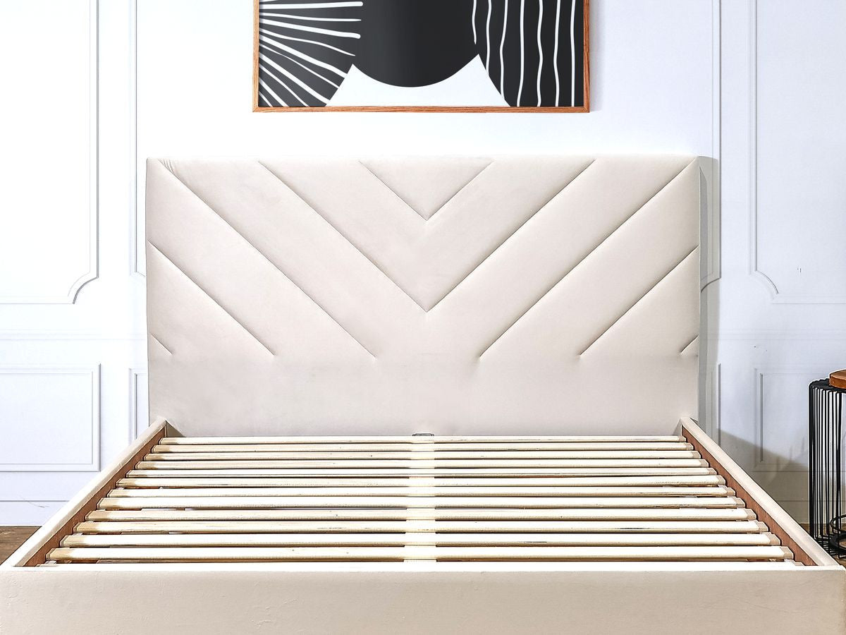 Lit ROMANE avec lattes massives tissu velours
