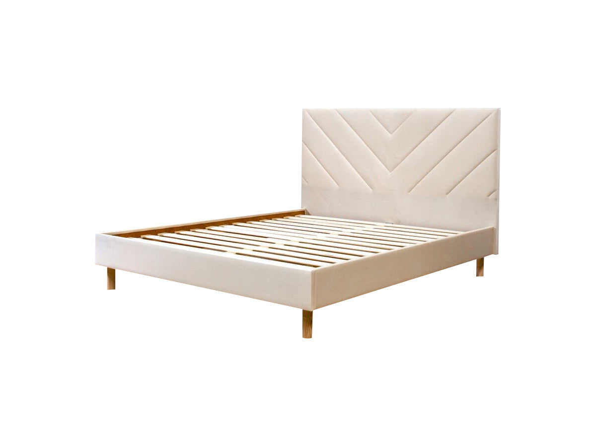 Lit ROMANE avec lattes massives tissu velours