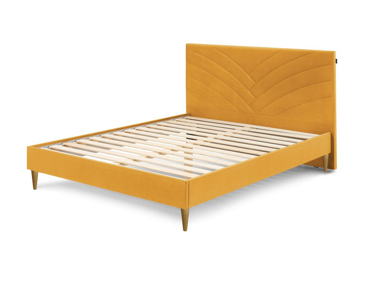 Lit VELVET avec lattes massives pieds en bois naturel