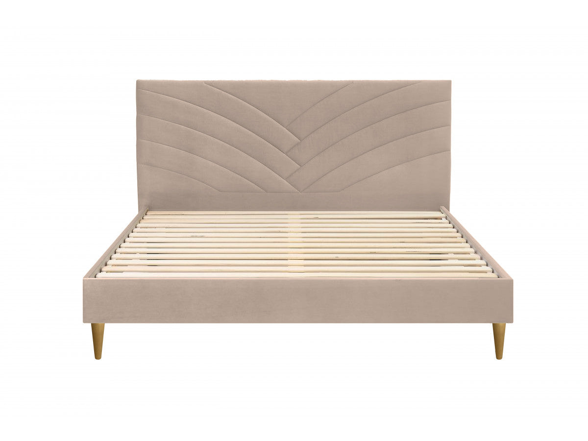 Lit VELVET avec lattes massives pieds en bois naturel